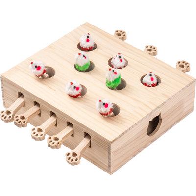 Tucker Murphy Pet™ Bryner Interactive Whack-a-mole Solid Wood Toys For Indoor Cats Kitten Catch Mice Game | 3.7 H x 14.62 W x 12.87 D in | Wayfair