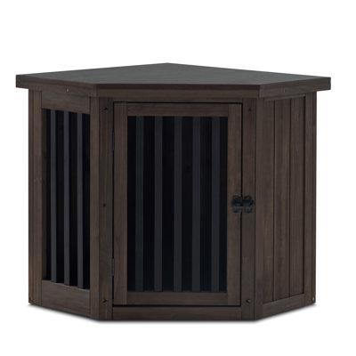 Tucker Murphy Pet™ Furniture Corner Dog Crate, End Table Dog Kennel w/ Door, en Dog House, Pet Crate Indoor Use (Medium, White) in Brown | Wayfair