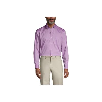 Men's Traditional Fit Solid No Iron Supima Pinpoint Buttondown Collar Dress Shirt - Lands' End - Pink - 17 35