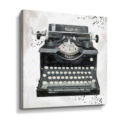 Williston Forge Graffiti Typewriter Gallery Wrapped Canvas Canvas, Linen in Black/White | 36 H x 36 W x 2 D in | Wayfair