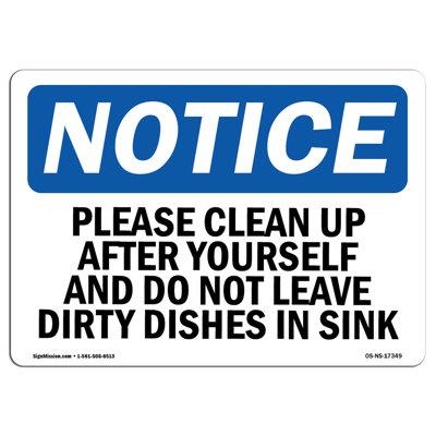 SignMission Notice - Please Clean up after Yourself & Do Not Heavy Duty Plastic in Black/Blue/White | 18 H x 24 W x 0.1 D in | Wayfair