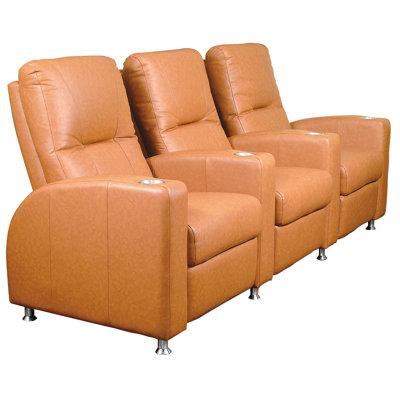 Bass Tristar Leather Home Theater Row seating (Row of 4) Genuine Leather in Gray | 43 H x 123 W x 36 D in | Wayfair