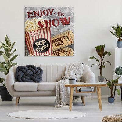 Stupell Industries Enjoy the Show Vintage Movies Entertainment Tickets by Conrad Knutsen - Wrapped Canvas Textual Art Canvas in White | Wayfair