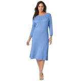 Plus Size Women's Pointelle Sweater Dress by Jessica London in French Blue (Size 18/20)