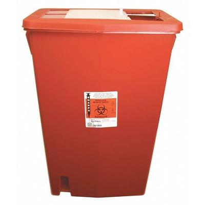 ZORO SELECT SRSL100938 Sharps Container,Sliding Lid,18 gal.,Red