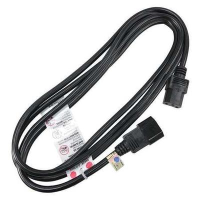 ZORO SELECT 5XFT2ID Power Cord, IEC C14, SJT, 10 ft., Blk, 10A, 18/3