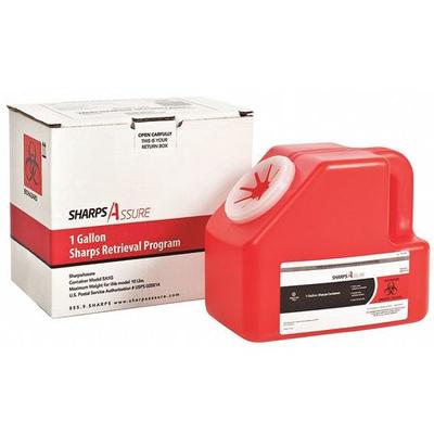 SHARPS ASSURE SA1G Sharps Container,1 gal.,Red,Snap Lid