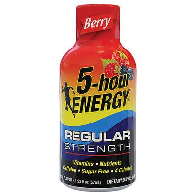5 HOUR ENERGY 501249 Energy Shot,Berry,1.93 oz.,PK4