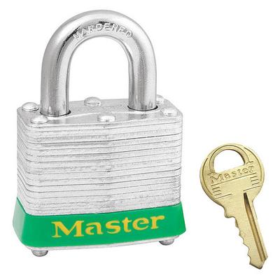 MASTER LOCK 3GRN Lockout Padlock,KD,Green,1-1/4"H