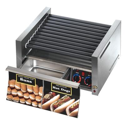 Star 50SCBDE Grill-Max 50 Hot Dog Roller Grill w/Bun Storage - Slanted Top, 120v, Stainless Steel