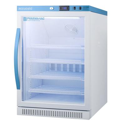 Accucold ARG6PV 6 cu ft Undercounter Pharma-Vac Medical Refrigerator w/ Glass Door - Temperature Alarm, 115v, White