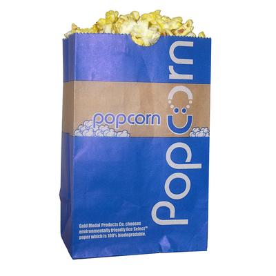 Gold Medal 2208E 46 oz EcoSelect Natural Fiber Paper Disposable Popcorn Bags, 1, 000/Case, Blue