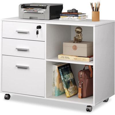 Wade Logan® Bagdonas 3-Drawer Mobile Mobile Lateral Filing Cabinet Wood in White | 23.6 H x 31.5 W x 15.7 D in | Wayfair