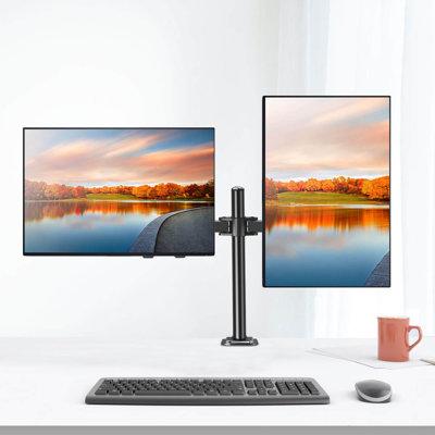 MOUNTUP Dual Monitor Desk Stand for 13"-32" Monitors in Black, Size 17.0 H x 35.0 W x 3.0 D in | Wayfair MP0002