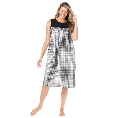 Plus Size Women's Zip Lounger by Dreams & Co. in Black White Gingham (Size 1X)