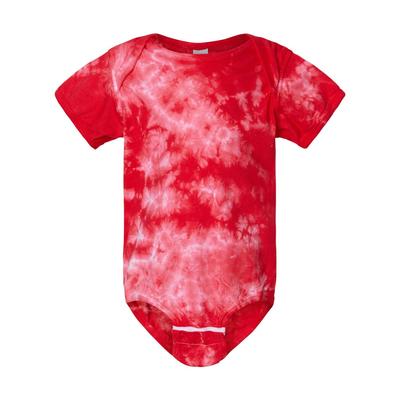 Dyenomite 340CR Infant Crystal Tie-Dyed Onesie in Red size 18M | Ringspun Cotton