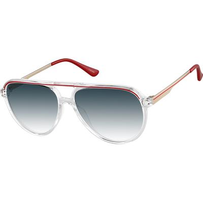 Zenni Retro Aviator Rx Sunglasses Clear Mixed Full Rim Frame