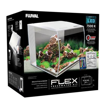 Fluval Flex 15 Aquarium Kit Glass (cost efficient & easy to clean) in White | Wayfair 15008