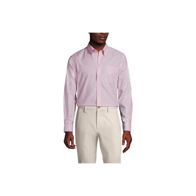 Men's Pattern No Iron Supima Oxford Dress Shirt - Lands' End - Pink - 17 33