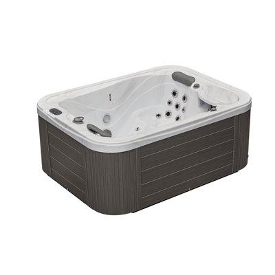 Luxury Spas Casey 3-person 47 Jet Hot Tub w  Bluetooth In Grey Acrylic, Stainless Steel in Gray | 32 H x 59 W x 79 D in | Wayfair WS-595