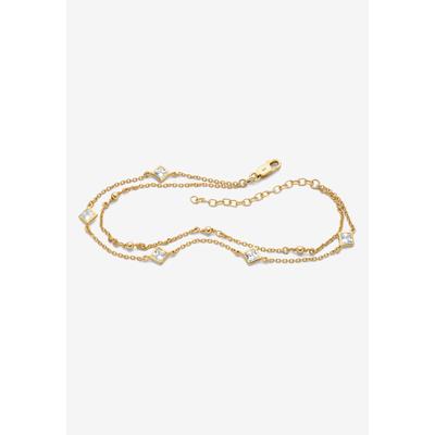 Women's 1.85 Cttw. Princess-Cut Cubic Zirconia Gold-Plated Silver Ankle Bracelet 11