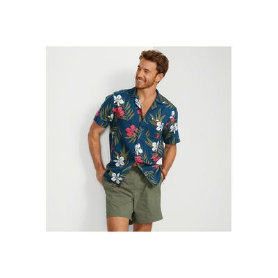 Men's Traditional Fit Short Sleeve Camp Collar Hawaiian Shirt - Lands' End - Blue - XXL