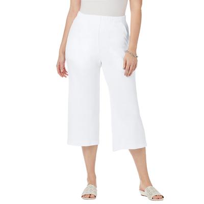 Plus Size Women's Soft Ease Wide Crop by Jessica London in White (Size M)