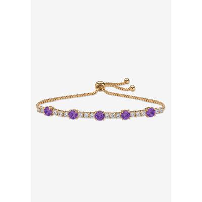 Women's 1.60 Cttw. Birthstone And Cz Gold-Plated Bolo Bracelet 10" by PalmBeach Jewelry in February