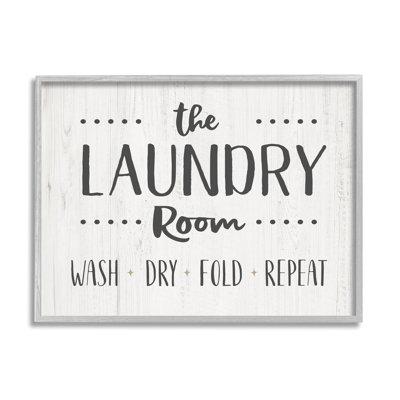 Stupell Industries Laundry Room Wash Dry Fold Repeat Framed Giclee Art By CAD Wood in Black/Brown/White | 11 H x 14 W x 1.5 D in | Wayfair