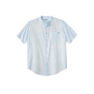 Men's Big & Tall Short Sleeve Poplin Mandarin Collar Shirt by KingSize in Ocean Breeze (Size 6XL)