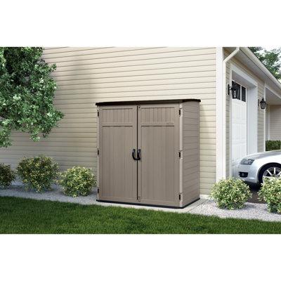 Suncast 6 ft. W x 4 ft. D Resin Vertical Tool Shed in Gray | 77.5 H x 70.5 W x 44.25 D in | Wayfair BMS6202D