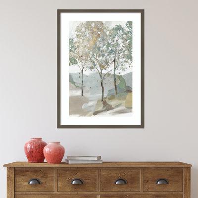 Red Barrel Studio® Breezy Landscape Trees II - Single Picture Frame Graphic Art Paper, Wood in Brown/Green/White | 33 H x 24 W x 1 D in | Wayfair