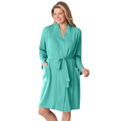 Plus Size Women's Thermal Robe by Dreams & Co. in Aquatic Green (Size 1X)