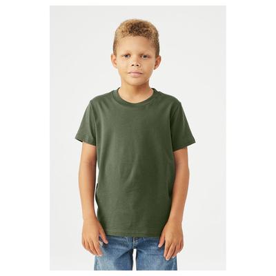 Bella + Canvas 3001Y Youth Jersey T-Shirt in Military Green size Large | Ringspun Cotton 3001YCVC, 3001YCV, BC3001YCVC, B3001Y, BC3001Y