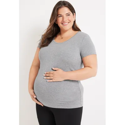 Maurices Plus Size Women's Solid Scoop Neck Maternity Tee Gray Size 3X
