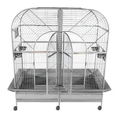 Tucker Murphy Pet™ Charriez Double Macaw Bird Cage Iron, Stainless Steel in Gray/Green | 73.25 H x 32 W x 64 D in | Wayfair