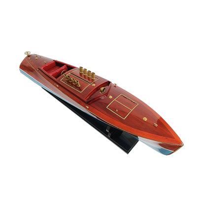 Old Modern Handicrafts Dixe II Model Boat Wood in Brown/Gray, Size 9.0 H x 36.0 W x 7.0 D in | Wayfair B132