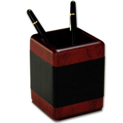 Dacasso 8000 Series Rosewood & Leather Pencil Cup Wood/Leather in Black/Brown | 4 H x 3.25 W x 3.25 D in | Wayfair A8010