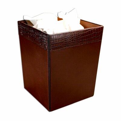 Dacasso 2000 Series Crocodile Embossed Leather 3.5 Gallon Waste Basket Plastic in Brown | 12 H x 9.5 W x 9.5 D in | Wayfair A2003