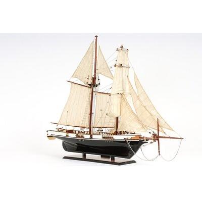 Old Modern Handicrafts Harvey Painted Model Boat Wood in Black/Brown, Size 26.0 H x 35.0 W x 8.3 D in | Wayfair T114