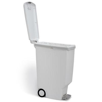 simplehuman 40 Liter/10.6 Gallon Slim Kitchen Step Trash Can w/ Secure Slide Lock, Plastic Plastic in White | 24.9 H x 10.1 W x 18.6 D in | Wayfair