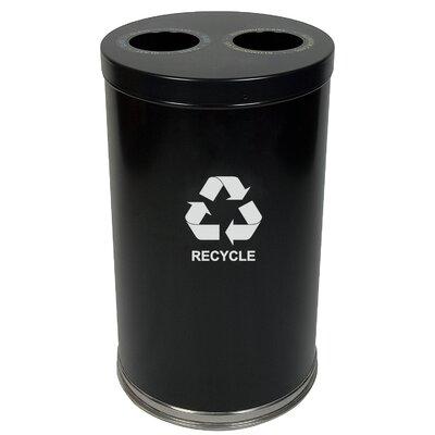 Witt Metal Recycling Multi Compartment 36 Gallon Recycling Bin Stainless Steel in Black | 33 H x 18 W x 18 D in | Wayfair 18RTBK-2H