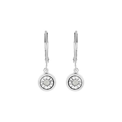 Women's Silver 1 10 Cttw Bezel-Set Round-Cut Diamond Accent Dangle Earring by Haus of Brilliance in Silver