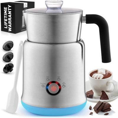 Zulay Kitchen Hot Chocolate Machine - Hot & Cold Foam Maker Stainless Steel in Gray | 9.49 H x 6.54 W x 6.34 D in | Wayfair