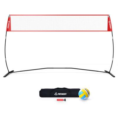 OXYGIE 14ft Freestanding Volleyball Practice Net for Indoor or Outdoor Metal/Fabric in Red | 96 H x 168 W in | Wayfair JH0601R