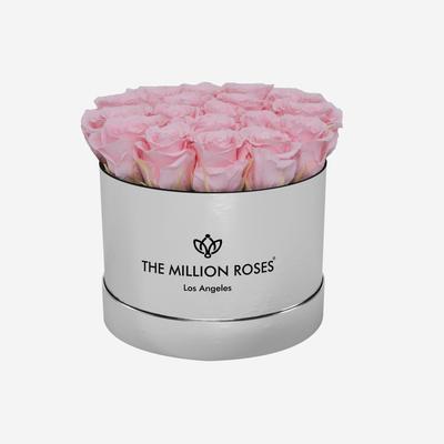Classic Mirror Silver Box | Light Pink Roses