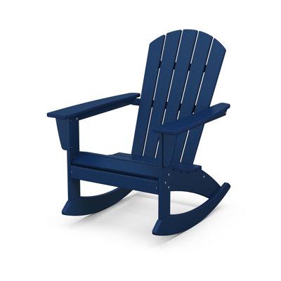 POLYWOOD® Nautical Adirondack Outdoor Rocking Chair in Blue | Wayfair ADR410NV