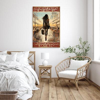 Trinx For Flight Attendants The Sky Is Home - 1 Piece Rectangle Graphic Art Print On Wrapped Canvas|0204 Canvas in Brown | Wayfair