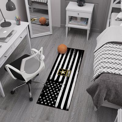 Black/White 59 x 20 x 0.2 in Area Rug - Ottomanson Flag Washable Non-Slip 2 x 5 Runner US Army Rug For Man Cave, Bedroom, Kitchen | Wayfair