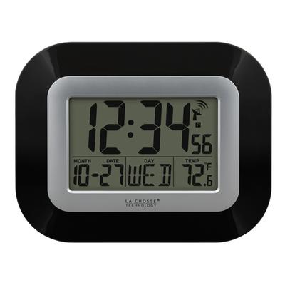 LA CROSSE TECHNOLOGY WT-8005U-B-INT Atomic Digital Wall Clock w Indoor Temp